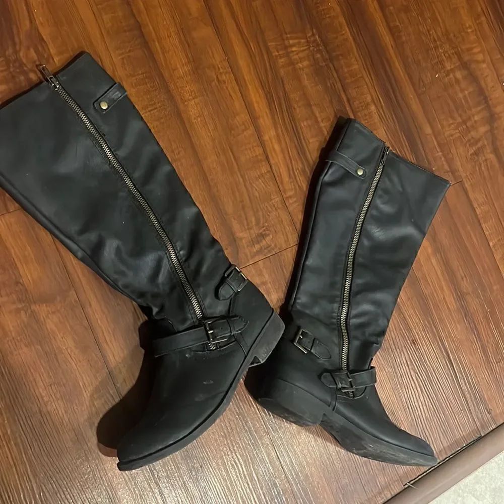 Black Boots Zipper Up Sturdy Black Excellent Condition - Women’s 7 1/2
